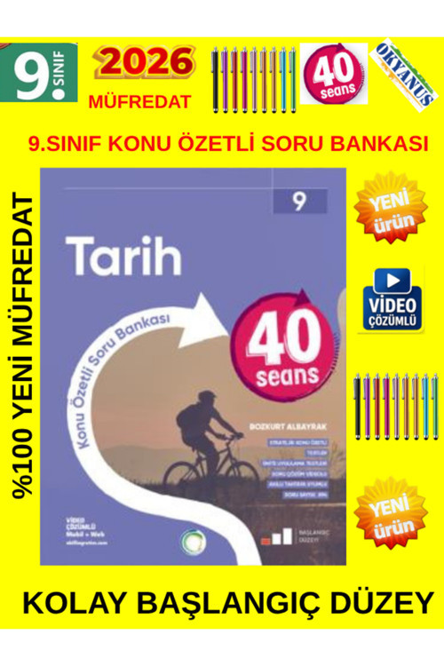 Güncel 9.Sınıf 40 Sesans Tarih Konu Özetli(Kolay) Soru Bankası Seti(Yeni Müfredat)