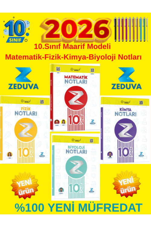 Zeduva Yayınları 10.Sınıf Matematik-Fizik-Kimya-Biyoloji Maarif Model Ders Notları+Tablet Kalem