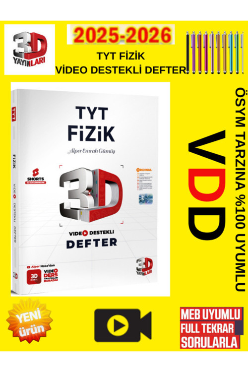 3D Yayınları Tyt Fizik Video Destekli Defter+Android Kalem