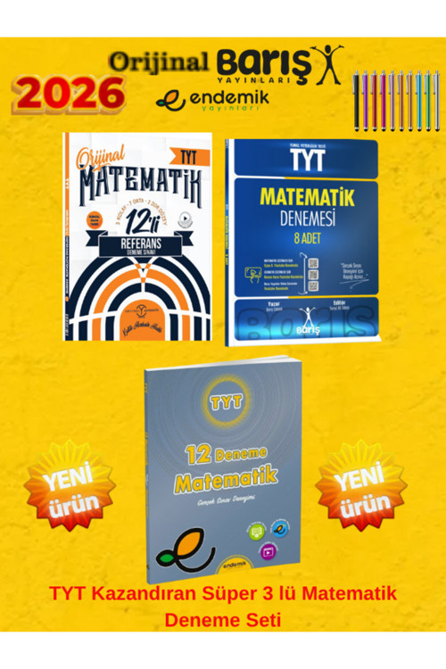 2026 Tyt Matematik Referans 12 Deneme+Barıştyt Mat 8 Li Deneme+Endemik Tyt Matematik 12 Deneme
