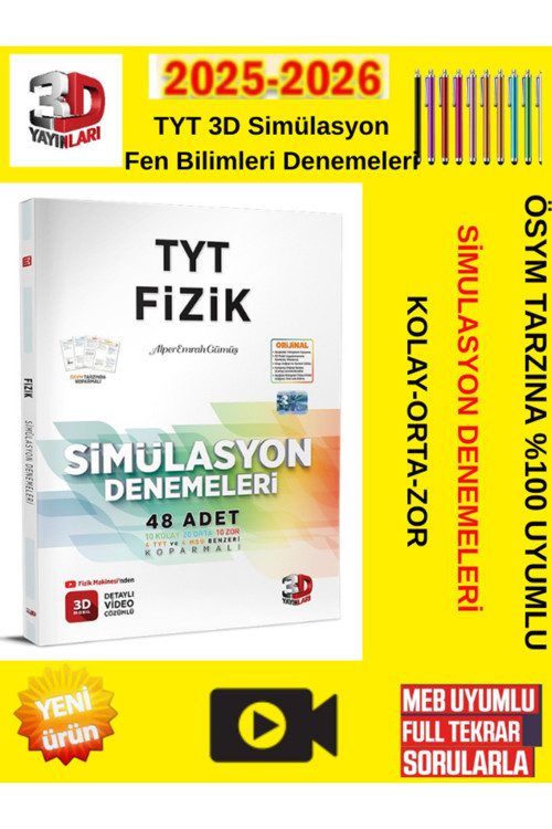 3D Tyt Fizik Simülasyon 48 Deneme Birlikte Gönderilir Android Kalem