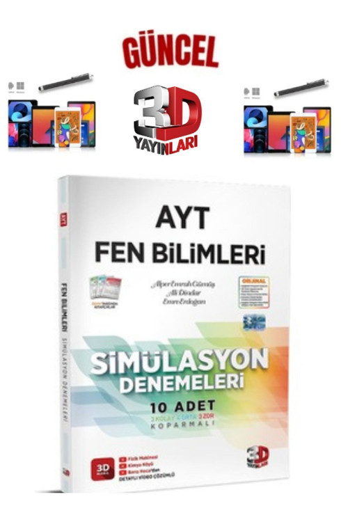 2025 3D Çözüm Yayınları Ayt Fen Bilimleri 10 Adet Deneme Koparmalı Dokunmatik Kalem