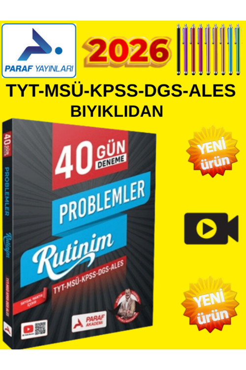 Paraf Tyt Msü Kpss Dgs Ales Problemler 40 Günde Deneme Rutinim+Tablet Kalem