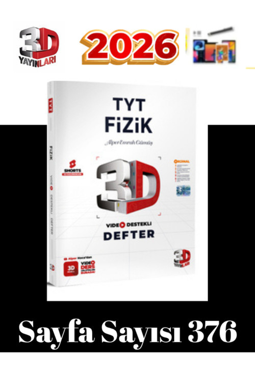 3D Yayınları 2025-2026 Tyt Fizik Video Destekli Konu Anlatımlı Defter