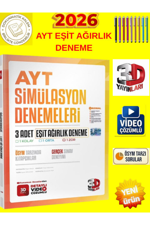 3D Yayınları 2026 Ayt Eşit Ağırlık 3'Lü Simülasyon Genel Deneme - Yeni Sezon Test+Kalem
