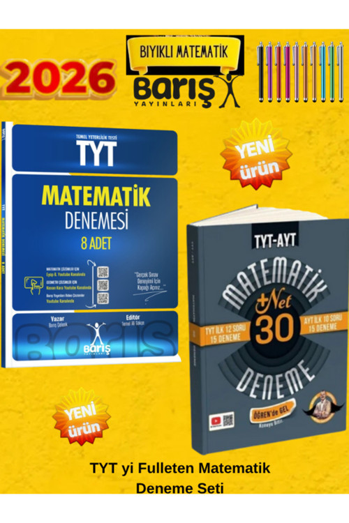 Barış 2026 Tyt Matematik 8 Adet Deneme+Bıyıklı Barış 2026 Tyt Matematik 10 Branş Deneme