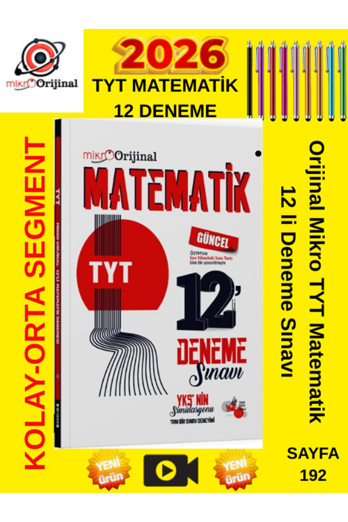 Mikro Tyt Matematik 12 Li Deneme Sınavı+Android Kalem