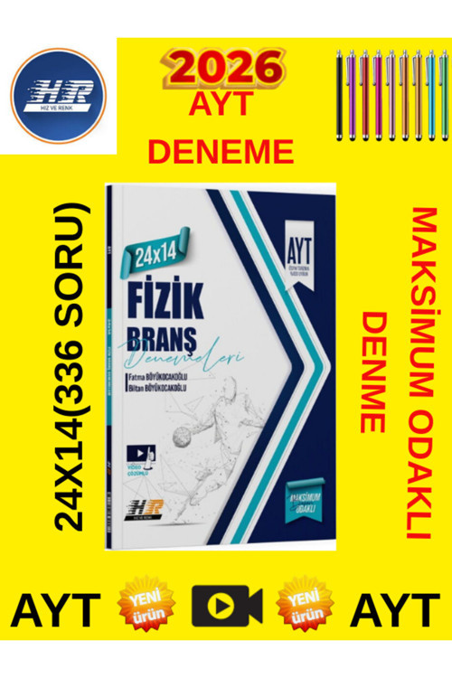 2026 Hız Ve Renk Ayt Fizik 24X14 Video Çözümlü Branş Denemeleri +Tablet Kalem