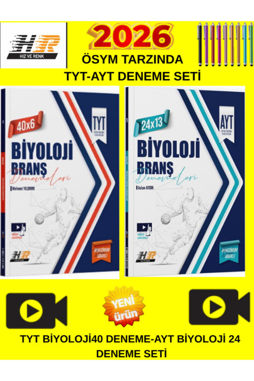 Hız Ve Renk 2026 Tyt Biyoloji 15 Deneme+Ayt Biyoloji 24 Deneme Seti+Tablet Kalem
