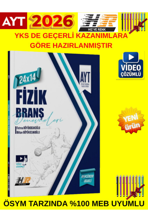 2026 Ayt Fizik 25X14 (350 Soru) Video Çözümlü Deneme+Tablet Kalem