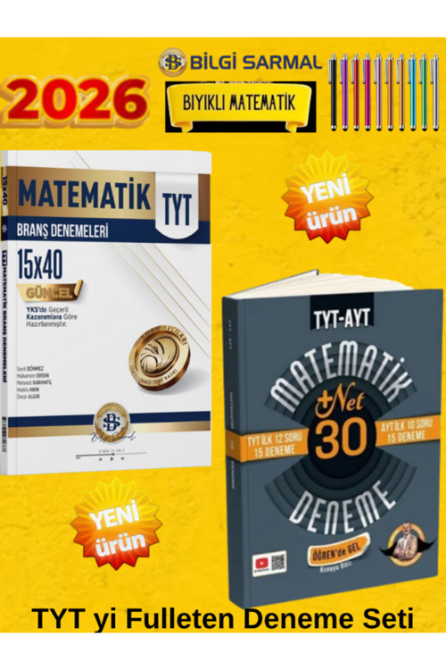 Bilgi Sarmal 2026 Tyt Matematik 15X40 Deneme+Endemik Tyt Matematik 12 Deneme+Kalem