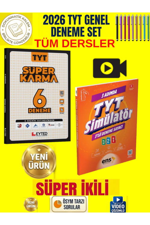 Eyted 2026 Tyt Tüm Dersler Süper Karma 6 Deneme+Ens Tyt 3 Lü Simulator Genel Deneme Set