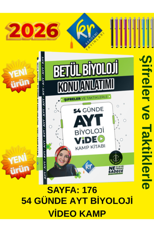 Betül Biyoloji 2026 Ayt Biyoloji 54 Günde Video Anlatımlı Konu Anlatım Kamp Kitabı+ Kalem