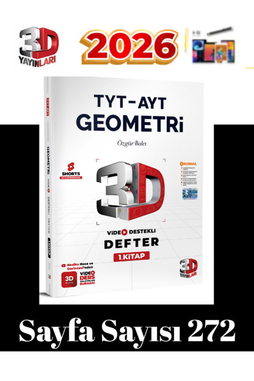 3D Yayınları 2025-2026 Tyt-Ayt Geometri Video Destekli Konu Anlatımlı Defter