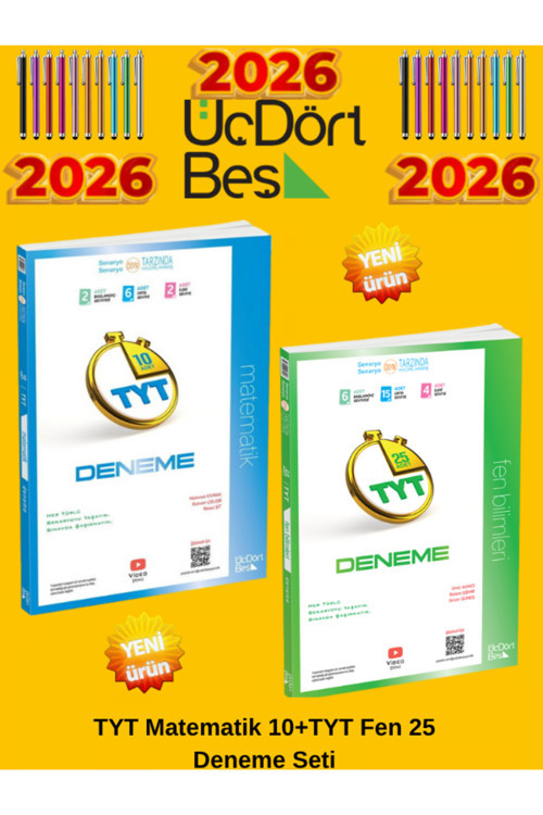 2026 Tyt Matematik10-Fen Bilimleri 25 (Kolay-Orta-Zor Seviye)Deneme Seti+Tablet Kalemi