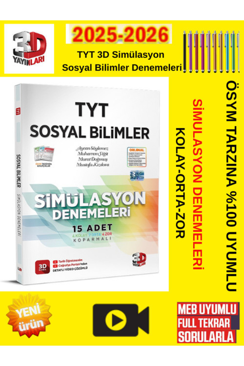 3D Yayınları Tyt Sosyal Bilimler Simülasyon Denemeleri+Android Kalem