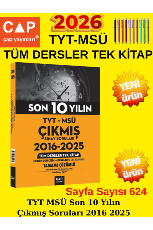 Çap Tyt Msü Son 10 Yılın Çıkmış Soruları+Android Kalem 2016-2025