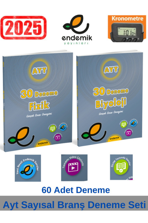 Endemik 2025 Ayt Fizik 30-Biyoloji30 Sayısal Branş Deneme Seti+Kronometre