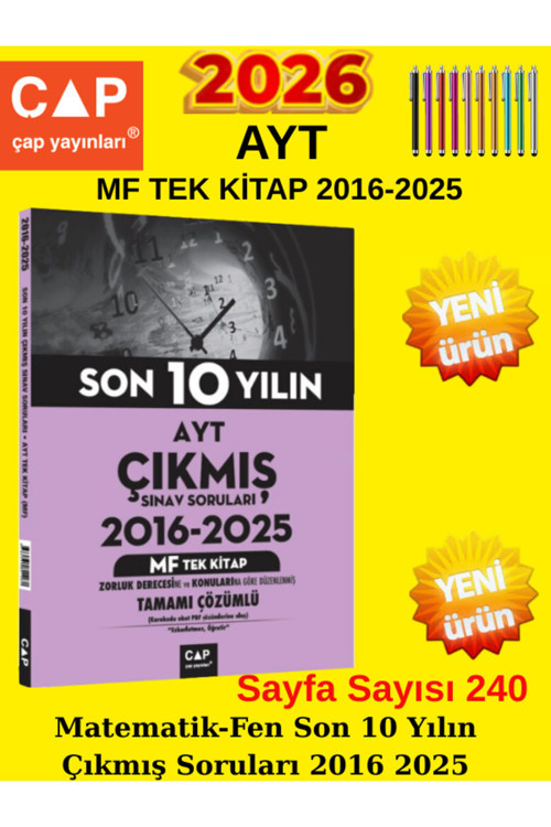 2026 Ayt Mf Tek Kitap Son 10 Yılın Çıkmış Soruları 2016 2025 Tamamı Çözümlü+Kalem
