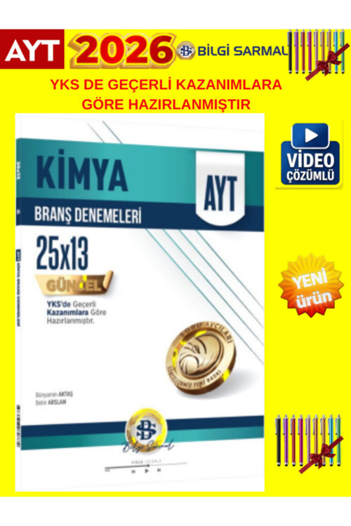 Ayt Kimya Deneme Kitabı 2026 Bilgi Sarmal 25X13 Video Çözümlü + Tablet Kalem