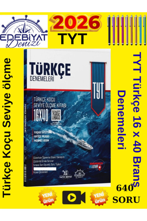 Kazanım Odaklı 2026 Edebiyat Denizi Tyt Türkçe 16X40 Denemesi Dokunmatik Kalem