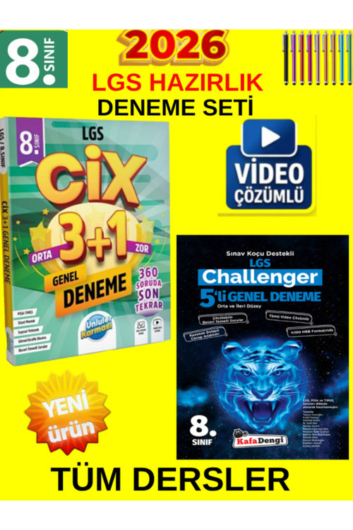 Lgs 2026 Deneme Seti: Ünlüler Cix 3+1 + Kafadengi Challenger 5 Genel Deneme+Tablet Kalem