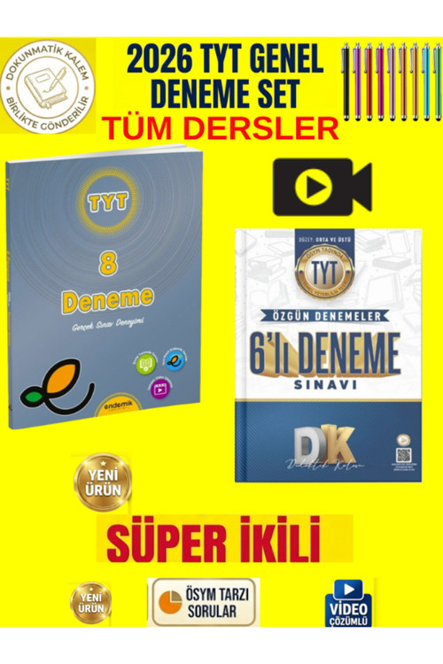 Endemik Tyt 8Li Tüm Dersler Genel Deneme Set+Didaktik Kalem Tyt Tüm Dersler 6Lı Genel Deneme
