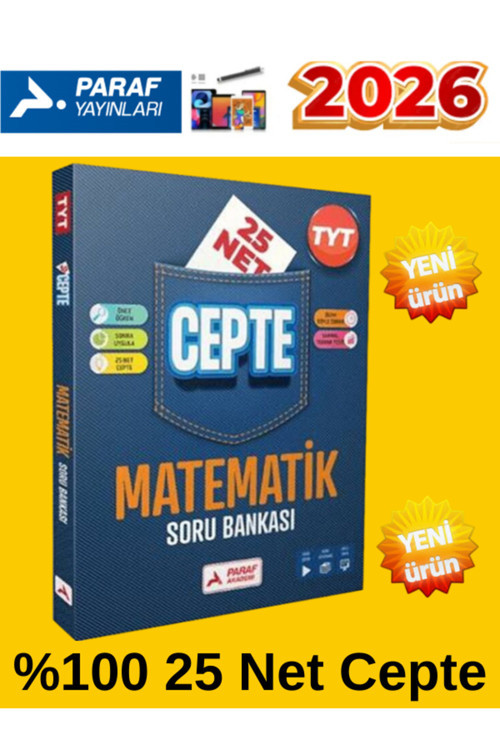 Paraf Yayınları 2025-2026 Tyt Matematik 25 Net Cepte Soru Bankası+Android Kalem