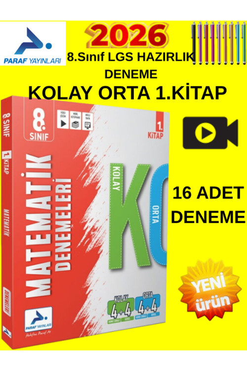 Paraf 2026 Lgs Matematik 1.Kitap 16 Deneme Sınavı + Tablet Kalem + Kolay-Orta Seviye Tam Takım