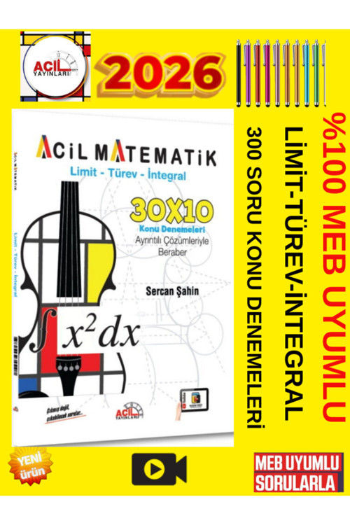 Acil Ayt Ltı Limit Türev İntegral 30X10 Deneme 2026 Güncel Müfredat Tamamı Video Çöz+Kalem