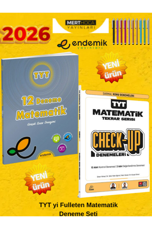 Endemik 2026 Tyt Matematik 12 Deneme+Mert Hoca Tyt Matematik Check Up Denemeleri+ Kalem