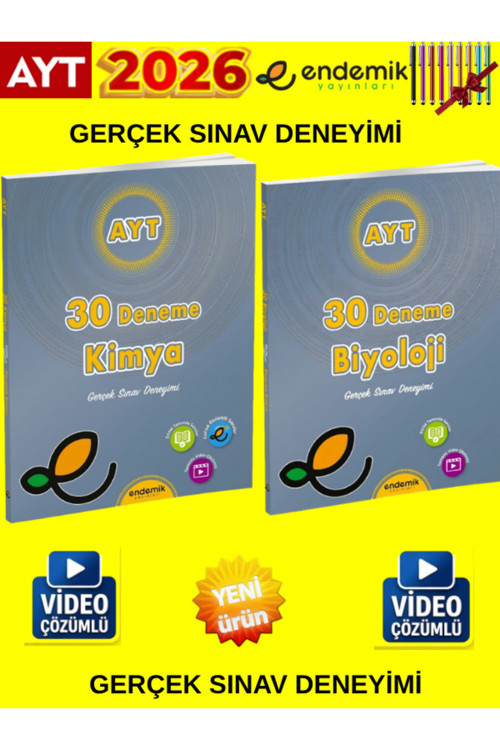 Endemik 2026 Ayt Kimya 30-Biyoloji 30 Sayısal Deneme Seti(2 Kitap)+Tablet Kalem