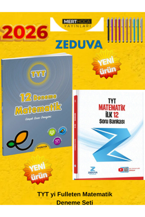 Endemik 2026 Tyt Matematik 12 Deneme+Zeduva Tyt Matematik İlk 12 Soru Bankası+Android Kalem