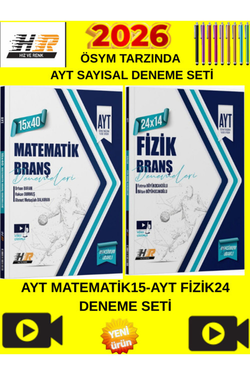Hız Ve Renk 2026 Ayt Sayısal Matematik15-Fizik24 Deneme Seti+Tablet Kalem
