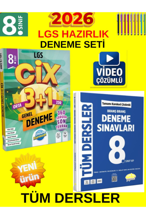 Lgs 2026 Deneme Seti: Ünlüler Cix 3+1-Editör Tüm Branşlar Genel Denemetablet Kalem
