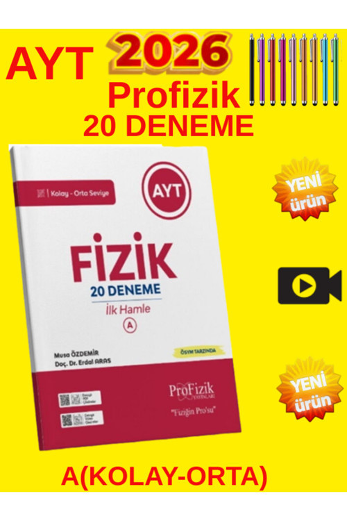 Profizik Yayınları Ayt Fizik Son Hamle 20 Deneme A Kolay Orta Seviye Yeni Nesil+Kalem