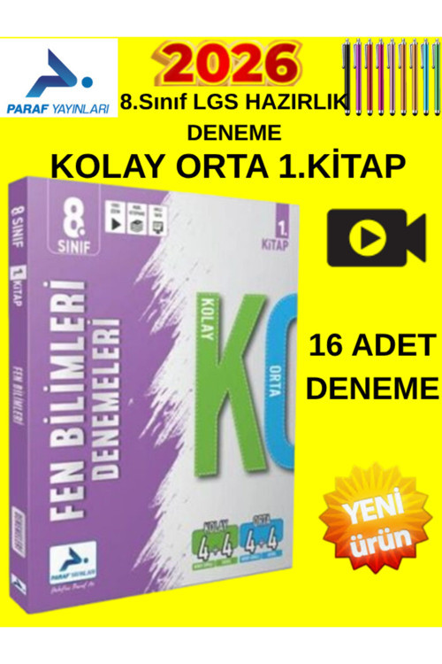 Paraf 2026 Lgs Fen Bilimleri 1.Kitap 16 Deneme Sınavı + Tablet Kalem + Kolay-Orta Seviye Denemesi