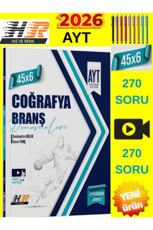 Hız Ve Renk Ayt Coğrafya 45X6 Deneme - Seviye Basamaklı Soru Bankası Tadında -