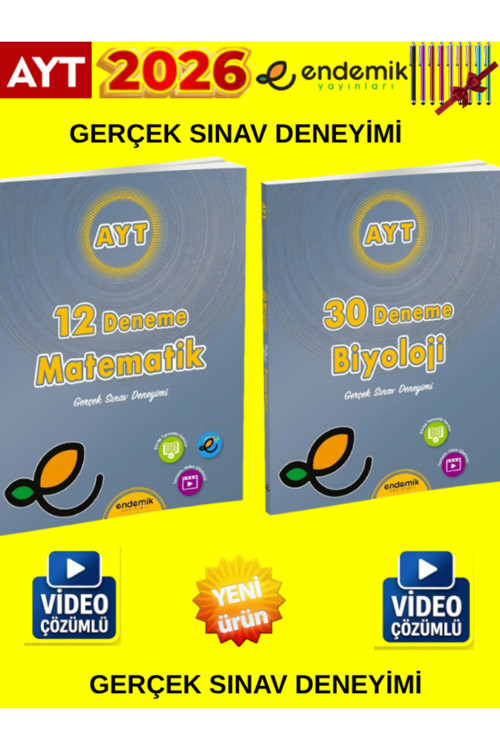 Endemik 2026 Ayt Matematik 12-Biyoloji 30 Sayısal Deneme Seti(2 Kitap)+Android Kalem
