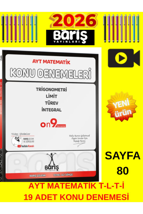 Barış Yayınları Ayt Matematik Trigonometri Limit Türev İntegral Konu Denemeleri Tablet Kalem Full