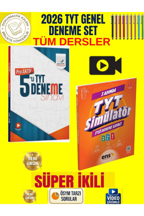 Aktif 2026 Tyt 5 Li Genel Deneme Kuvvet Serisi +Ens Tyt 3 Lü Simulator Genel Deneme Set