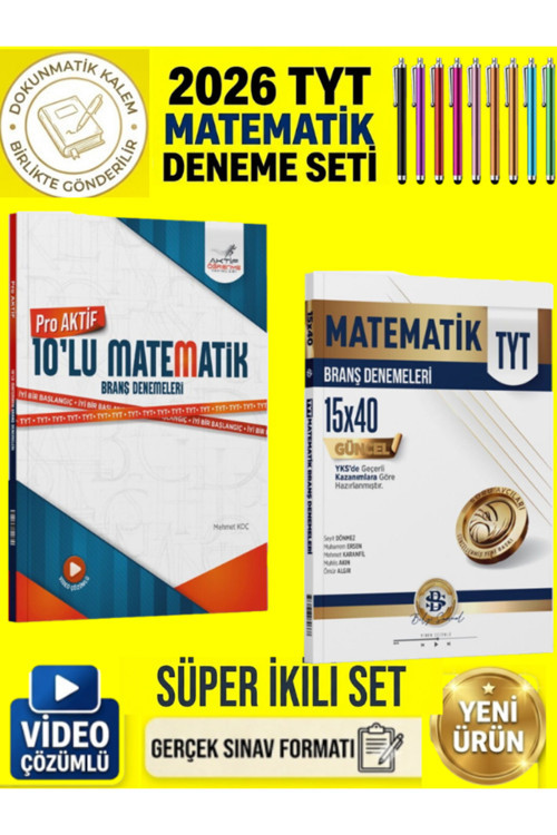 Aktif Tyt Matematik Aktif Serisi 10 Lu Deneme+Bilgi Sarmal Tyt Matematik 15X40 Deneme+Kalem