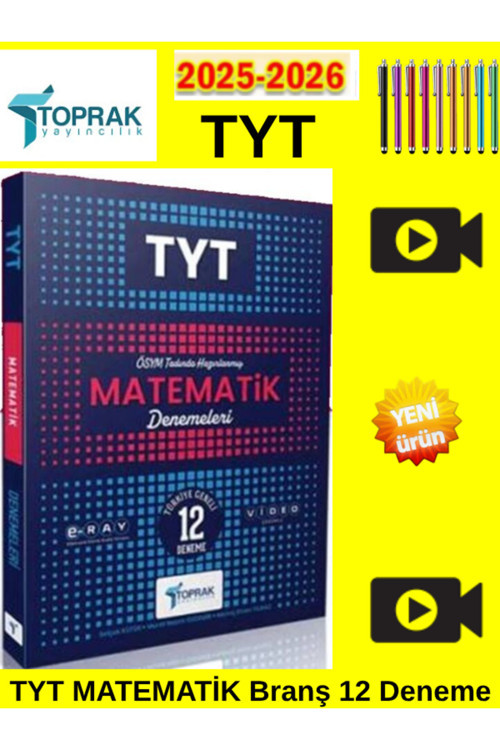 Toprak Yayıncılık 2026 Tyt Matematik 12 Li Deneme Seti Yeni Nesil Sorular + Android Dokunmatik Kalem