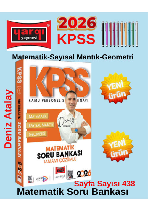 2026 Kpss Genel Yetenek Matematik Tamamı Video Çözümlü Soru Bankası(Deniz Atalay)+ Kalem