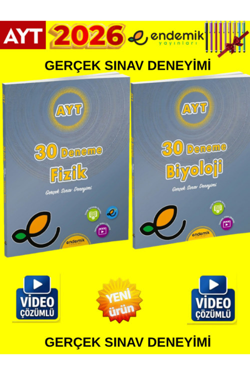 Endemik 2026 Ayt Fizik 30-Biyoloji 30 Sayısal Deneme Seti(2 Kitap)+Tablet Kalem