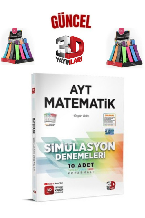 2025 3D Çözüm Yayınları Ayt Matematik 10 Adet Deneme Koparmalı+Cambridge Kalemlik