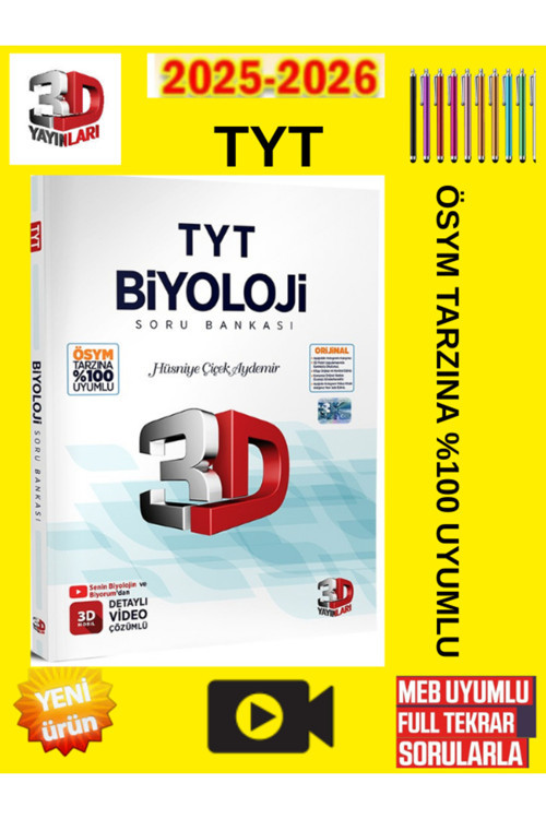 3D Yayınları Tyt Biyoloji Soru Bankası+Android Kalem