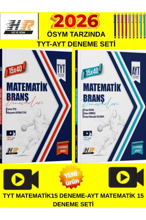 Hız Ve Renk 2026 Tyt Matematik 15 Deneme+Ayt Matematik 15 Deneme Seti+Tablet Kalem