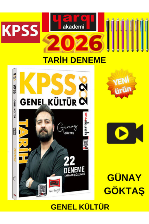2026 Kpss Genel Kültür Tamamı Çözümlü Tarih 22 Deneme (Günay Göktaş)+Tablet Kalem