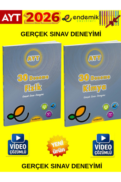 Endemik 2026 Ayt Fizik 30-Kimya 30 Sayısal Deneme Seti(2 Kitap)+Tablet Kalem